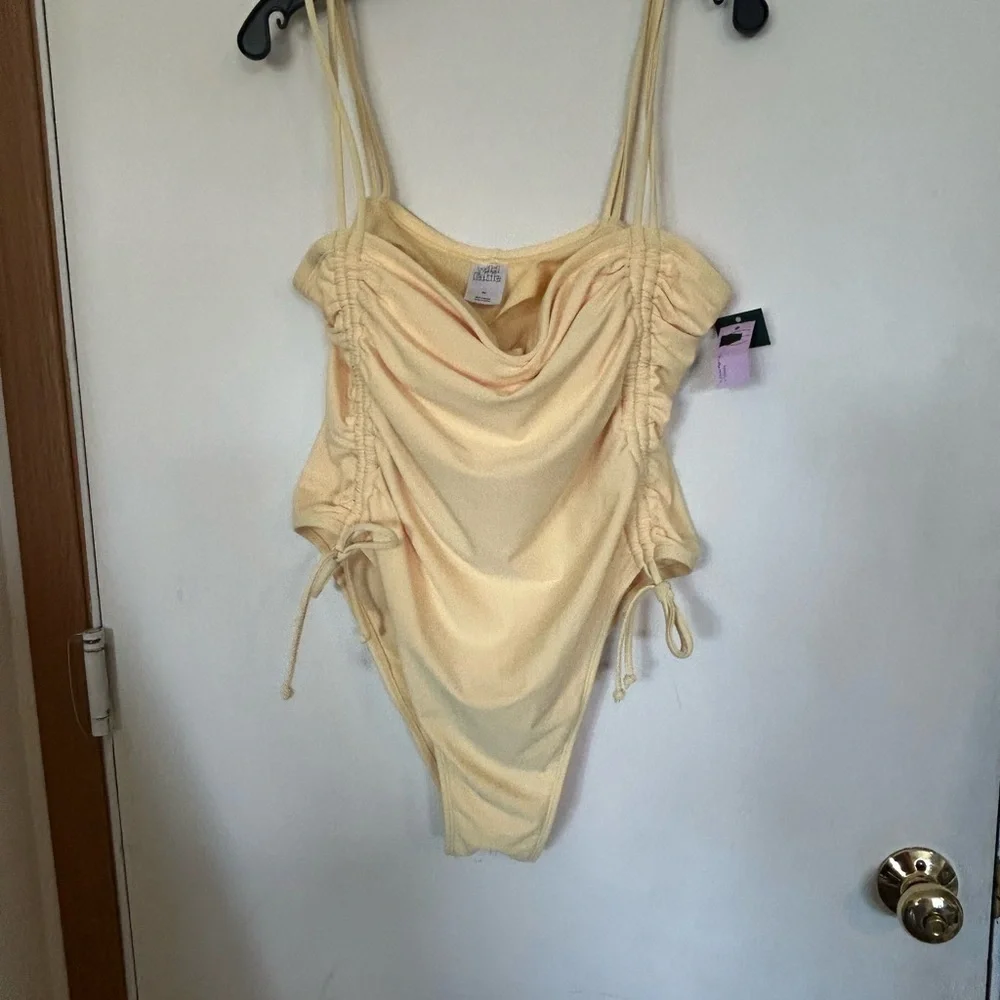 NWT XL Wild Fable Light Yellow Swimsuit Extra High Leg Cheeky